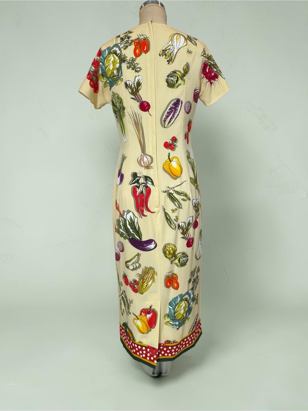 Dolce & Gabbana Cream Maxi Dress with Multicolor Vegetable Print - Picture 3 of 9